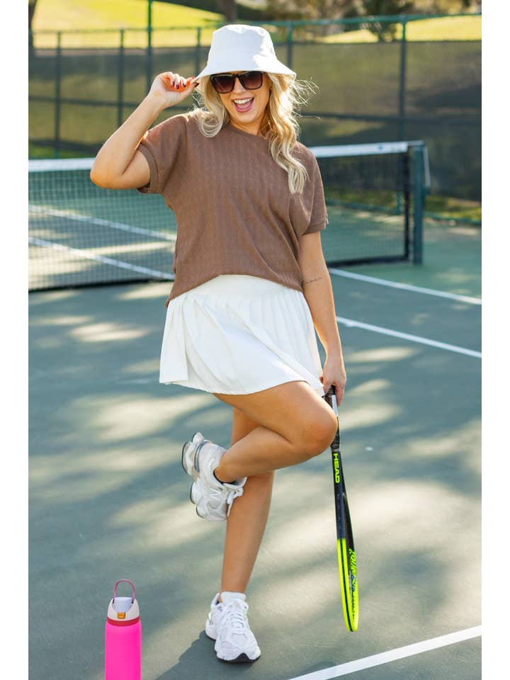 Blanc Jupe-culotte plissée blanche avec poche en vente sur Faire14