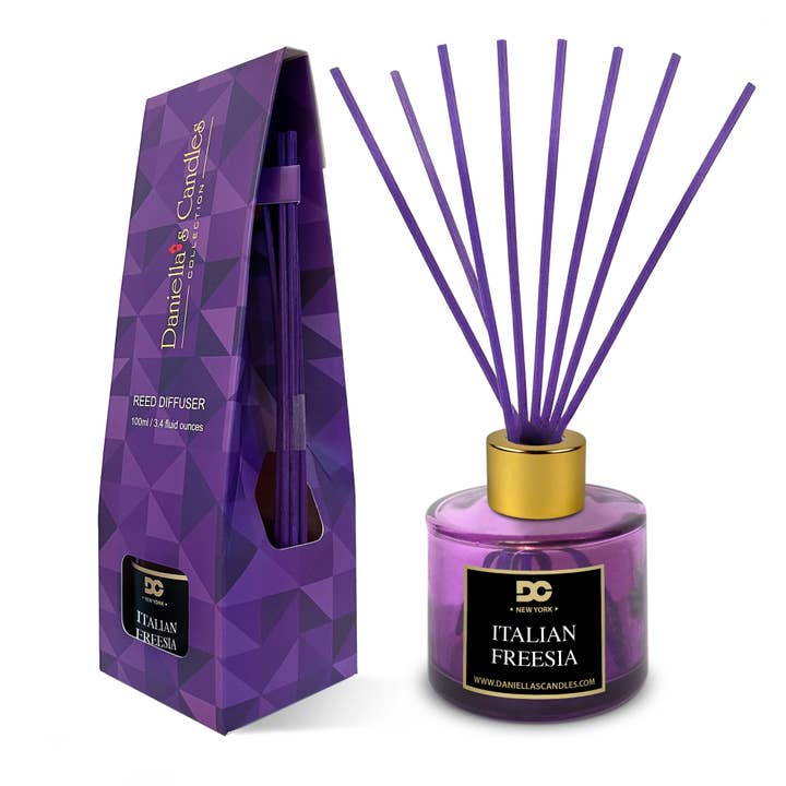 Italian Freesia Reed Diffuser Set Purple 3.4oz/100mL for wholesale by Daniella’s Candles