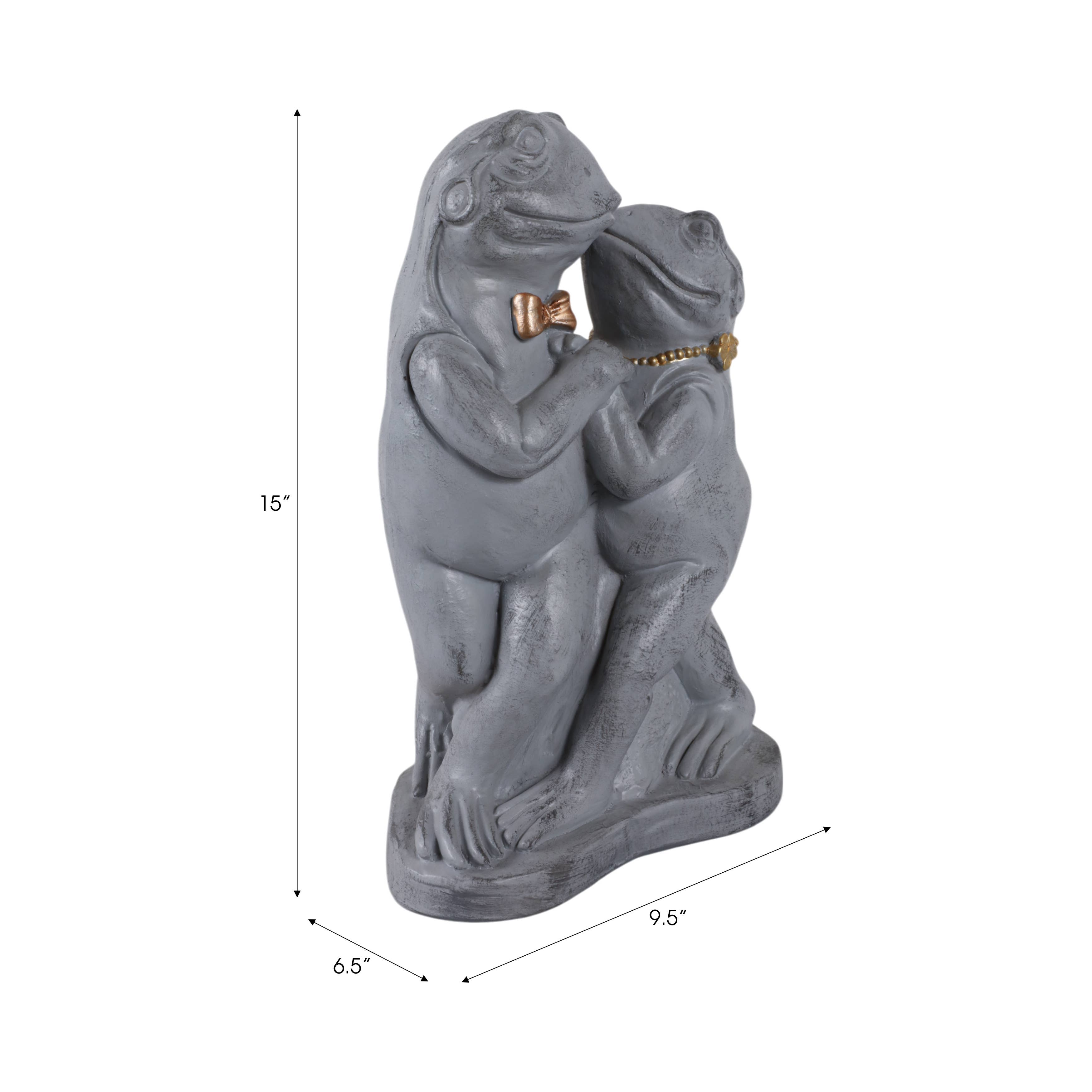 Sagebrook Home - Wholesale Versiering/decoratie voor buiten - Hars Dansend Kikkers Koppel Tuinbeeld - Grijs, 38 cm.1