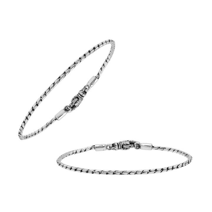 SB-0127-S-4MM Sterling Silver Classic Bali Chain Bracelet With Lobster Clasp for wholesale by Bali Designs