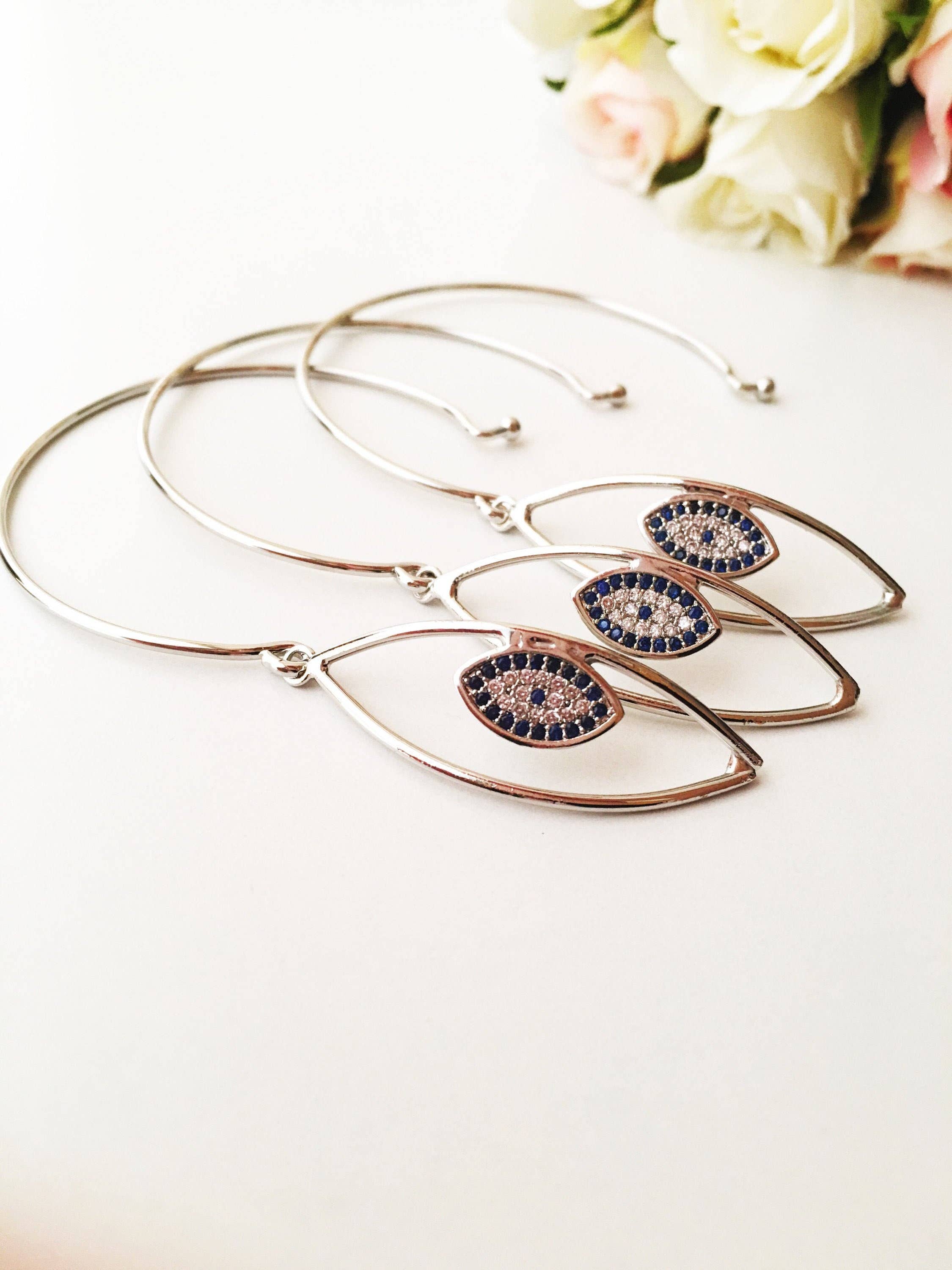 Evileyefavor - Wholesale Cuff Bracelet - Evil Eye Bangle Bracelet, Rose Gold Silver Cuff Bracelet5