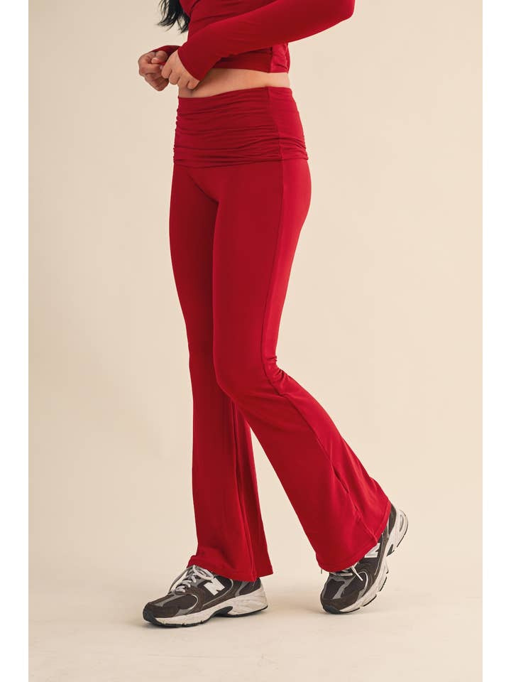 KIMBERLY C – wholesale Pants – Women's – Soft Knit Foldover Flare Pants93