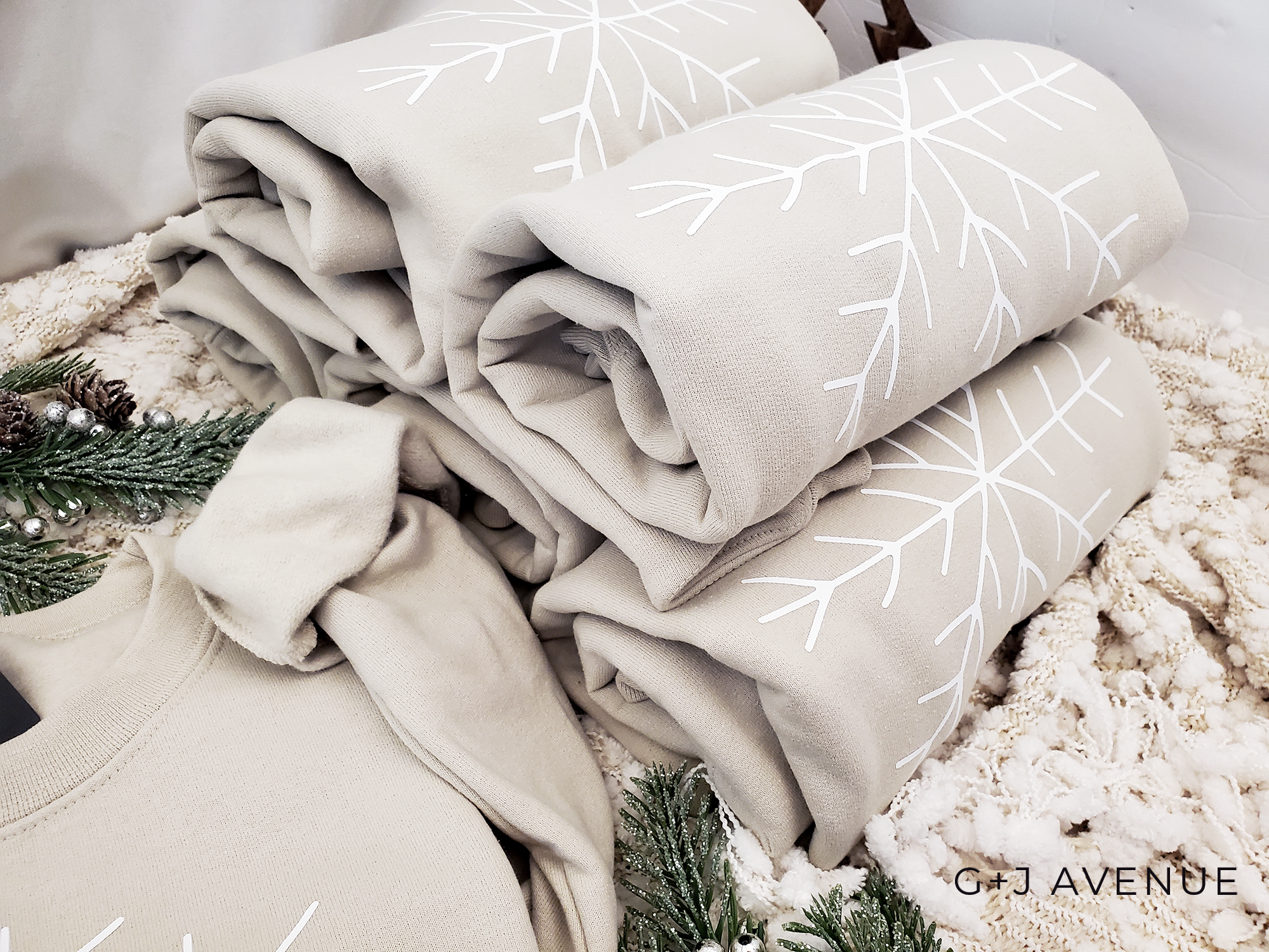 sand Snowflake Christmas Holiday Sweatshirt | Minimal Xmas for wholesale on Faire1