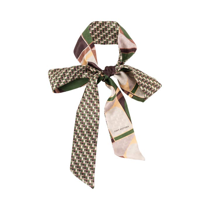 "Modular" Silk Skinny Scarf - Green for wholesale on Faire