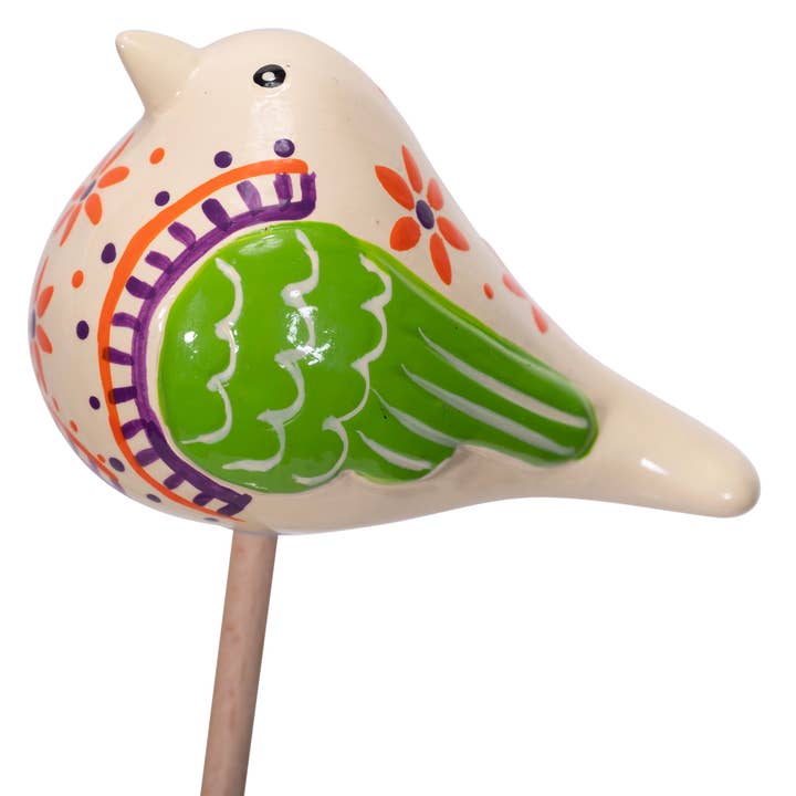 Lucuma Designs - Wholesale Garden/Lawn Stake - Bird Ceramic Plant Stake Mix (sold as 6's) - Indoor Plant Decor, bird stake, plant decoration, bird lover6