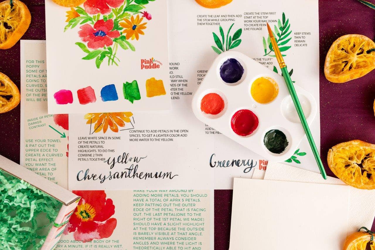 Pink Puddle Studio - Wholesale DIY Craft Kit - Wildflower Bouquet Flower Watercolor Painting DIY Kit6