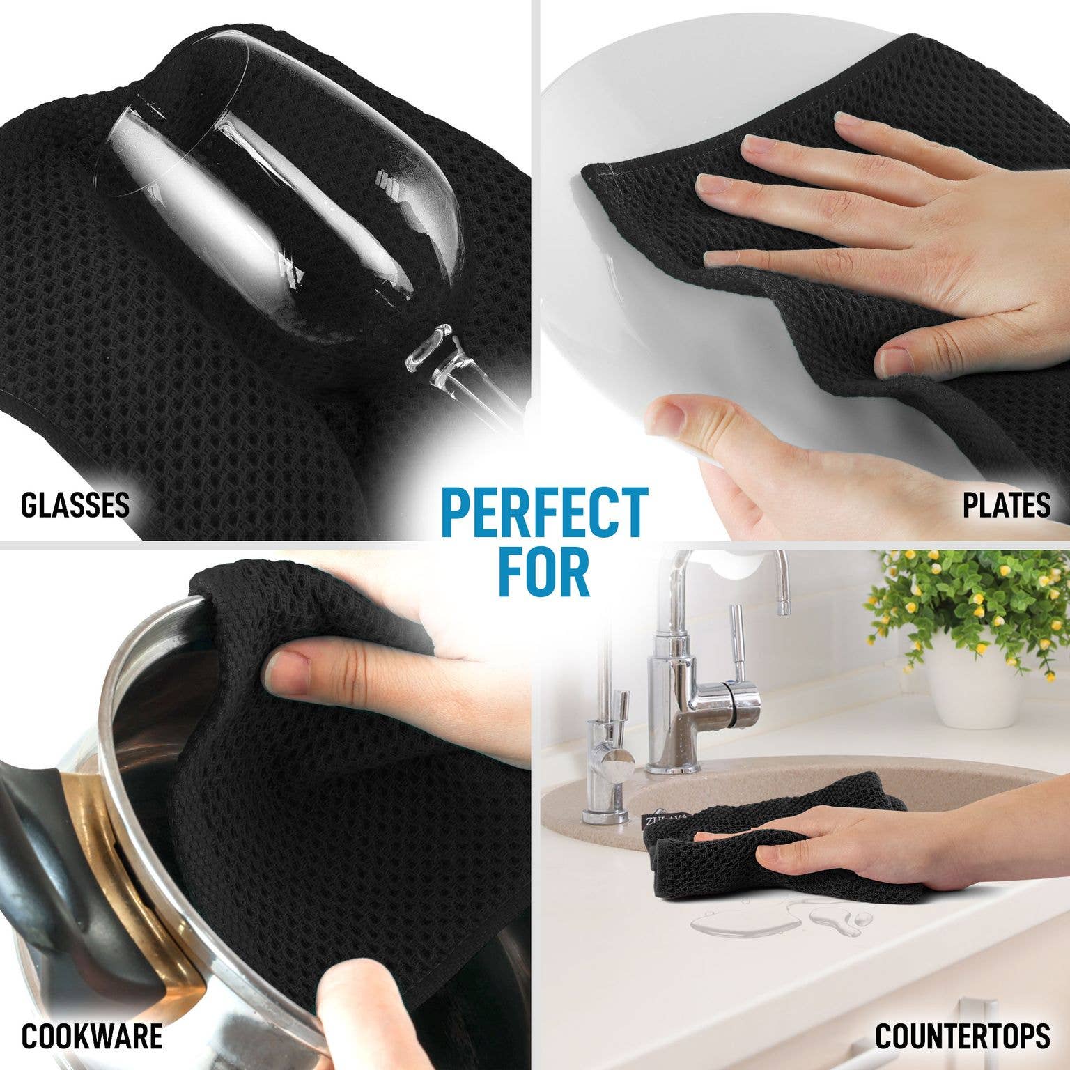 Zulay Kitchen - Vendita all'ingrosso Strofinaccio da cucina - Asciugamano da cucina Waffle Weave, 33 x 28 cm (confezione da 3)13