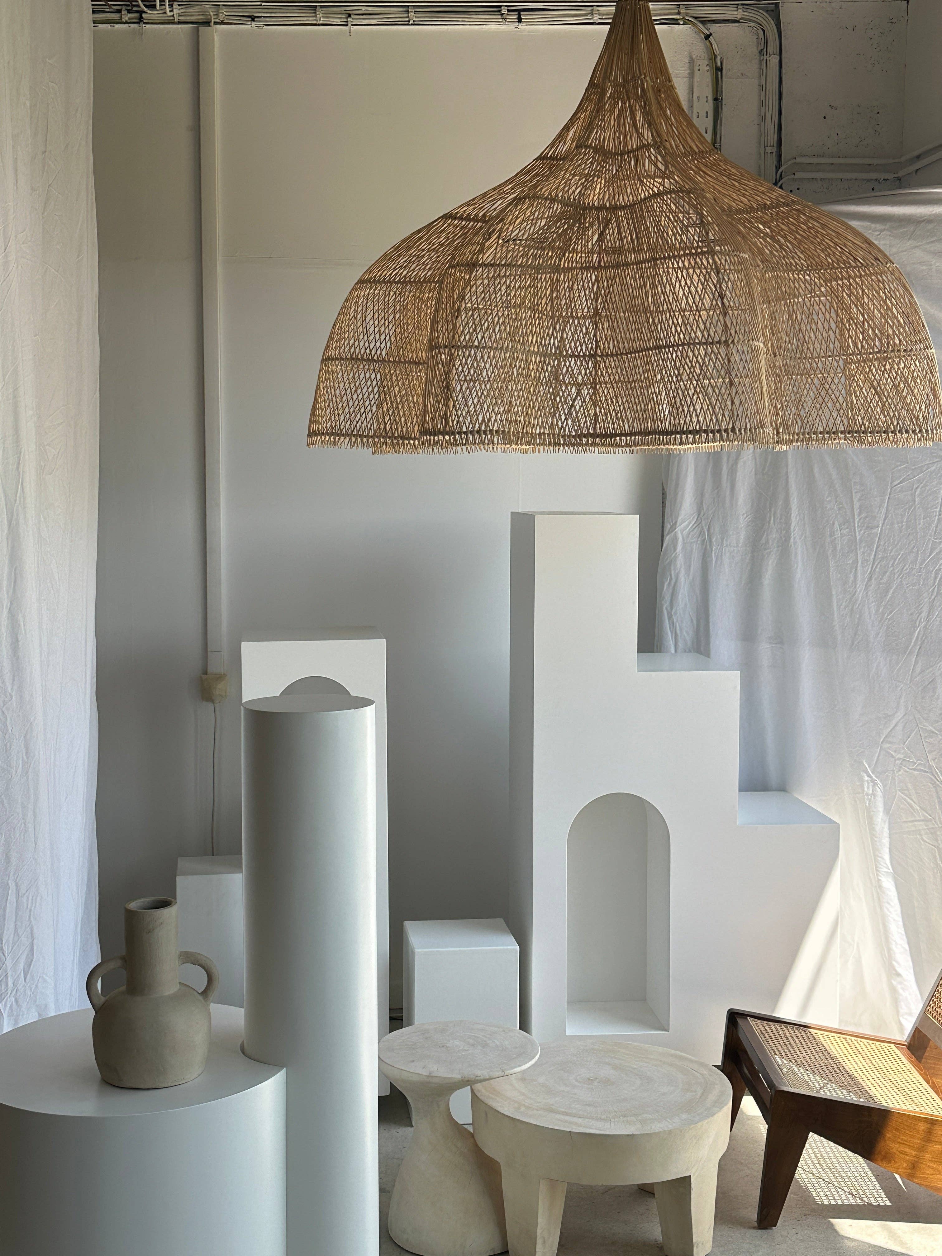 Office Objets - Wholesale Chandelier/Hanging Light - Immense rattan suspension in the shape of a flower, tulip, corolla H:1m; D:1m5052