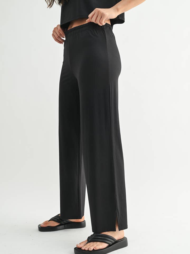 Mono B - Wholesale Lounge Sweatpants/Joggers - Women's - Air Essentials Foldover Waist Wide Leg Lounge Pants