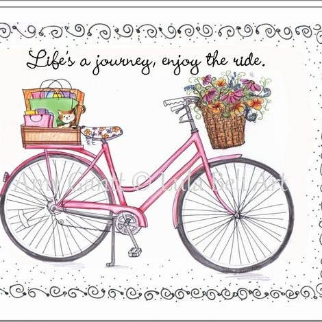 Lula Bell Cards and Gifts - Wholesale Everyday Greeting Card - Blank Inside - Pink Bike Greeting Card