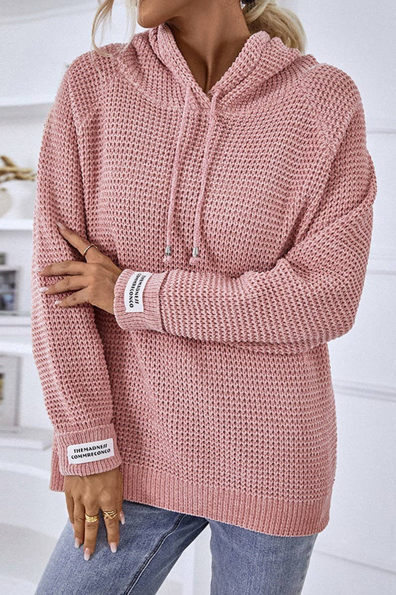 NINEXIS - Vente Sweat à capuche – femme - CWOHOL0399_Pull à manches longues à capuche décontracté à col en V6