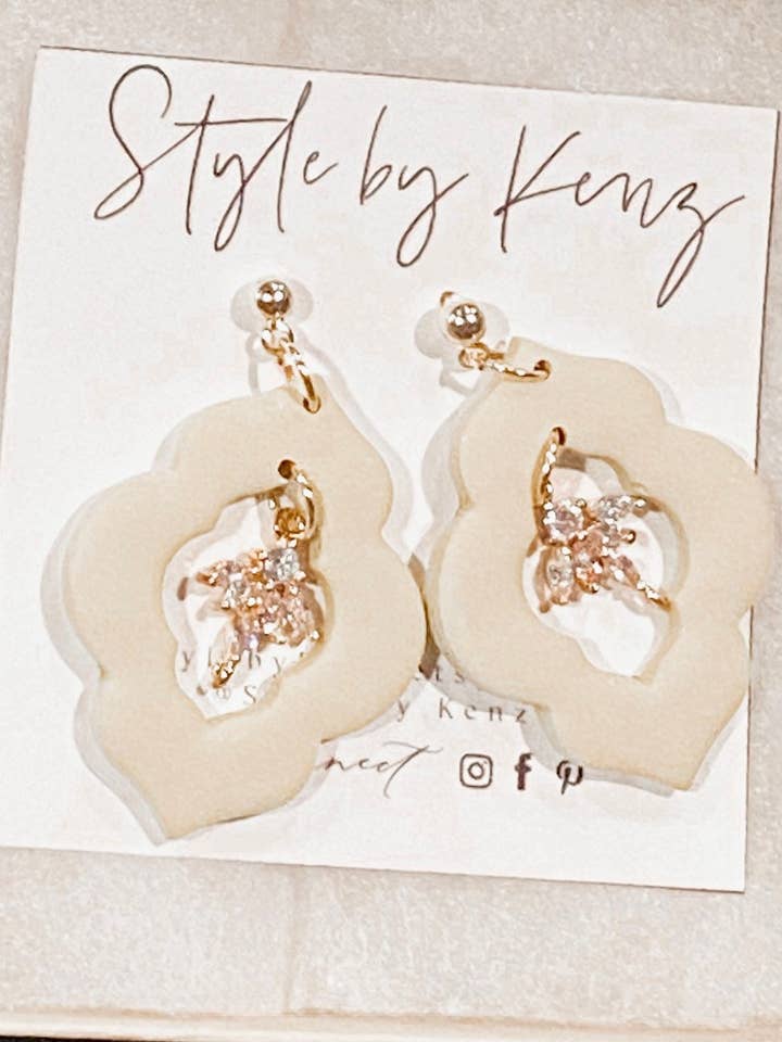 Cream and Gold Earrings for wholesale by Style by Kenz