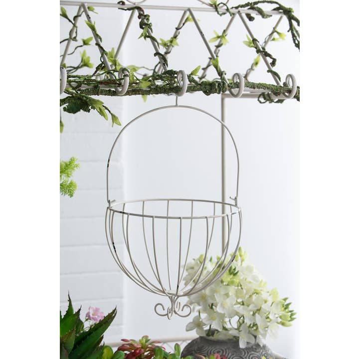 A&B Home Group Inc. - Wholesale Plant Pot - 33.5x21x55" White Novelty Pushcart Plant Stand w/ 2 Baskets3