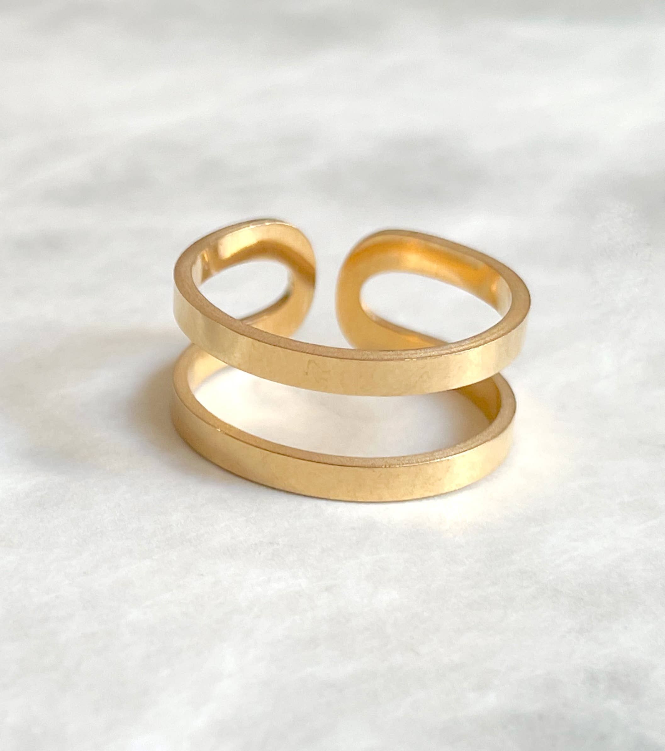 Blueyejewelry – Engroshandel Båndring – Guldbelagt Ring - Anløbningsfri Åben Dobbeltbåndsring9