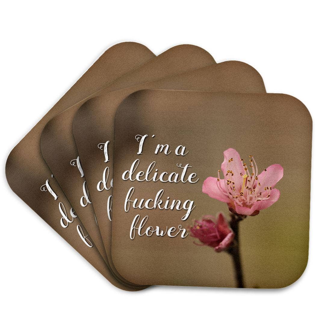 3dRose - Wholesale Coasters - 3dRose, Im a delicate fucking flower on a photograph of a peach tree blossom., Coaster7