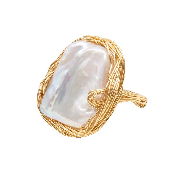 CIMER ETIKETRINGEN „SEDNA“ PERLE GULD for engroshandel hos Matica Cosmetics