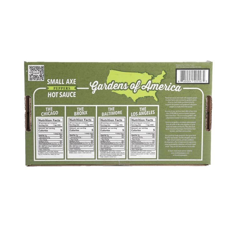 Small Axe Peppers - Wholesale Hot Sauce - Gardens of America Hot Sauce Gift Set 4-pack