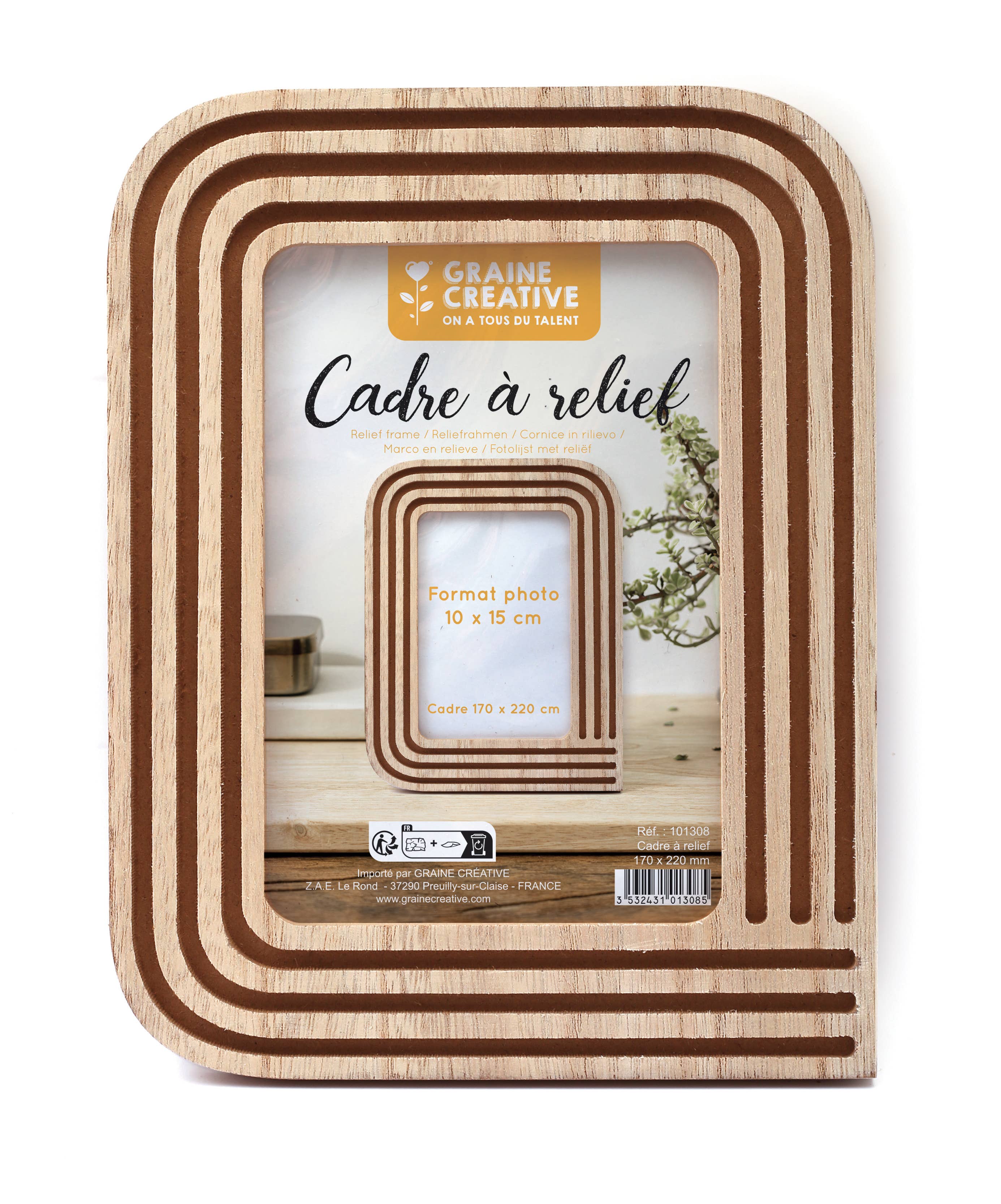 Graine Créative - Vendita all'ingrosso Cornice portafoto - Cornice in legno con rilievo 17 cm x 22 cm1