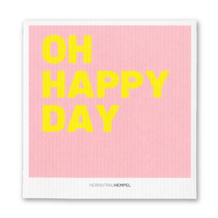 Schwammtuch OH HAPPY DAY für den Großhandel von HERR&FRAUHEMPEL