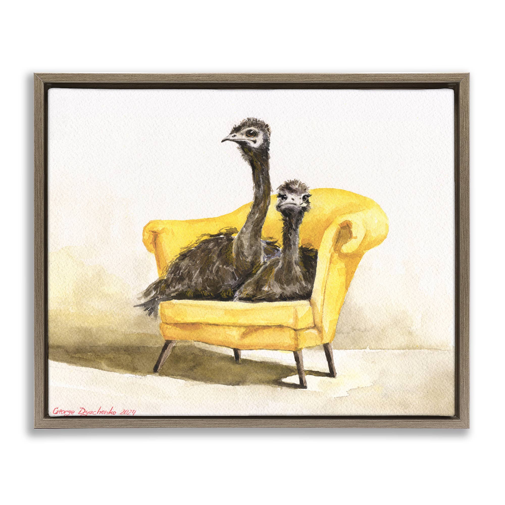 Stupell Industries - Wholesale Wall Sign - Funny Ostriches on Yellow Chair - Framed Wall Art23
