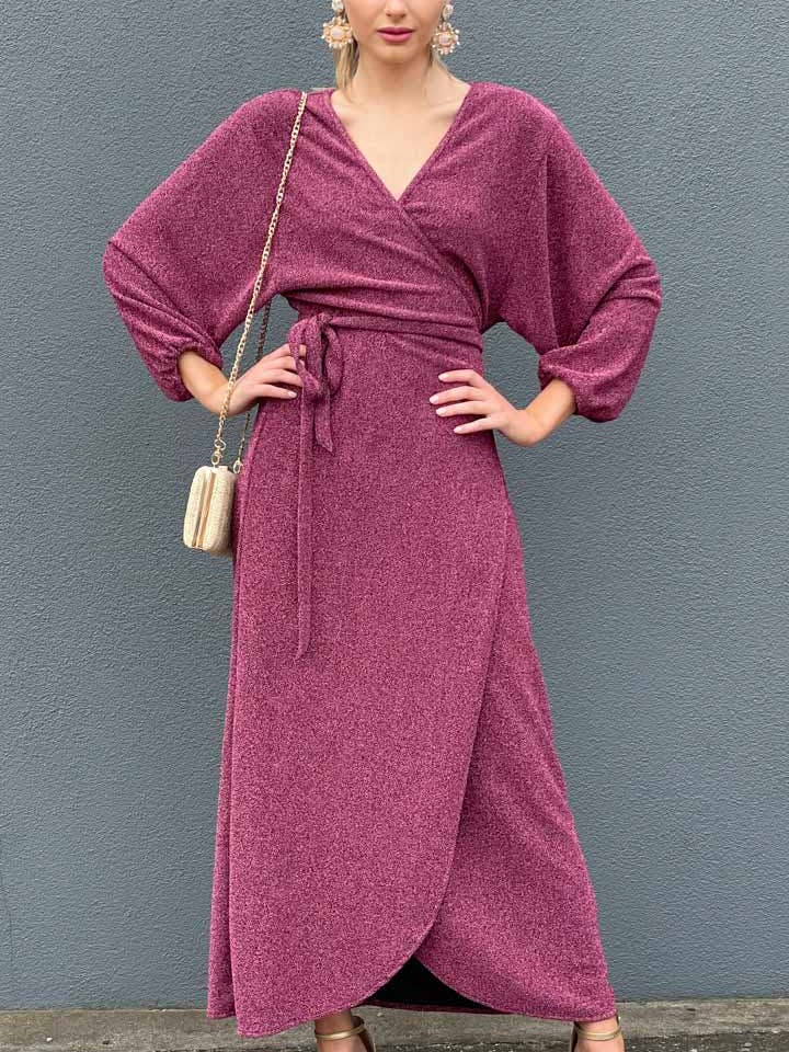 HOSS Glam Wrap Dress - Raspberry for wholesale by HOSS