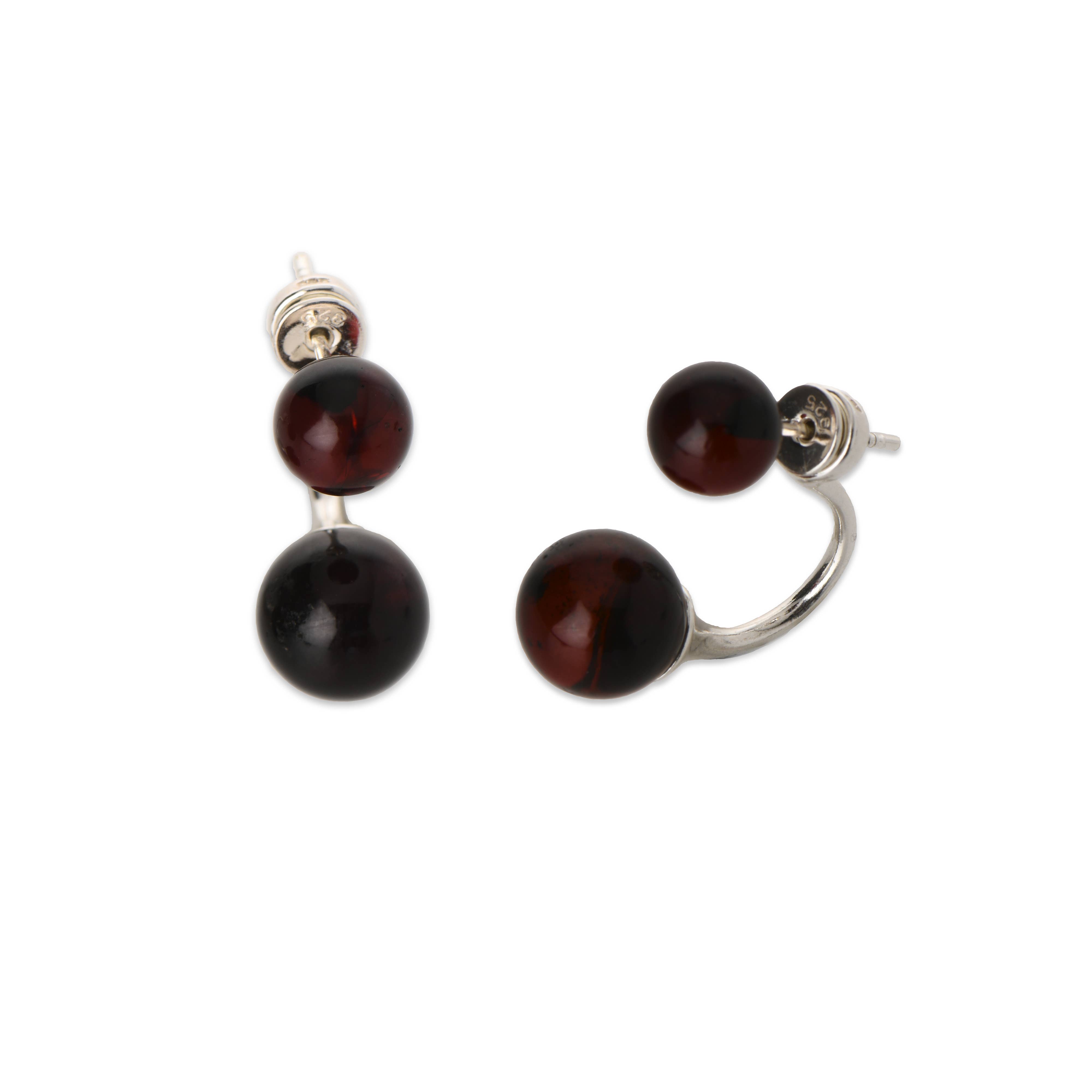 The Natural Amber – Engroshandel Ørestikkere – Dobbeltsidet kirsebær Amber Stud Øreringe med 925 Sterling Si