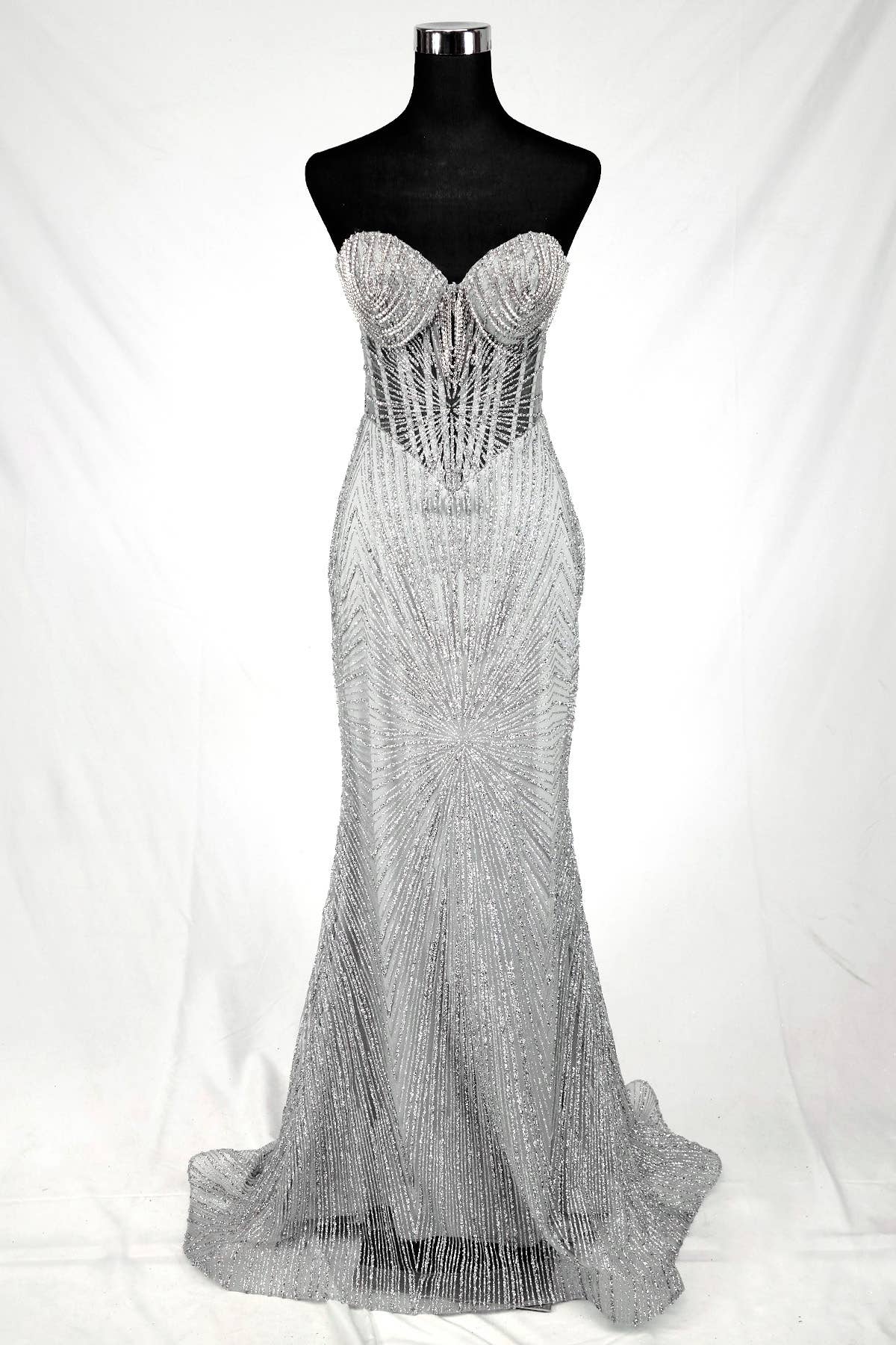 Chicas - Wholesale Gown - Women's - Long sparkling mermaid dress with hanging jewels CF00164