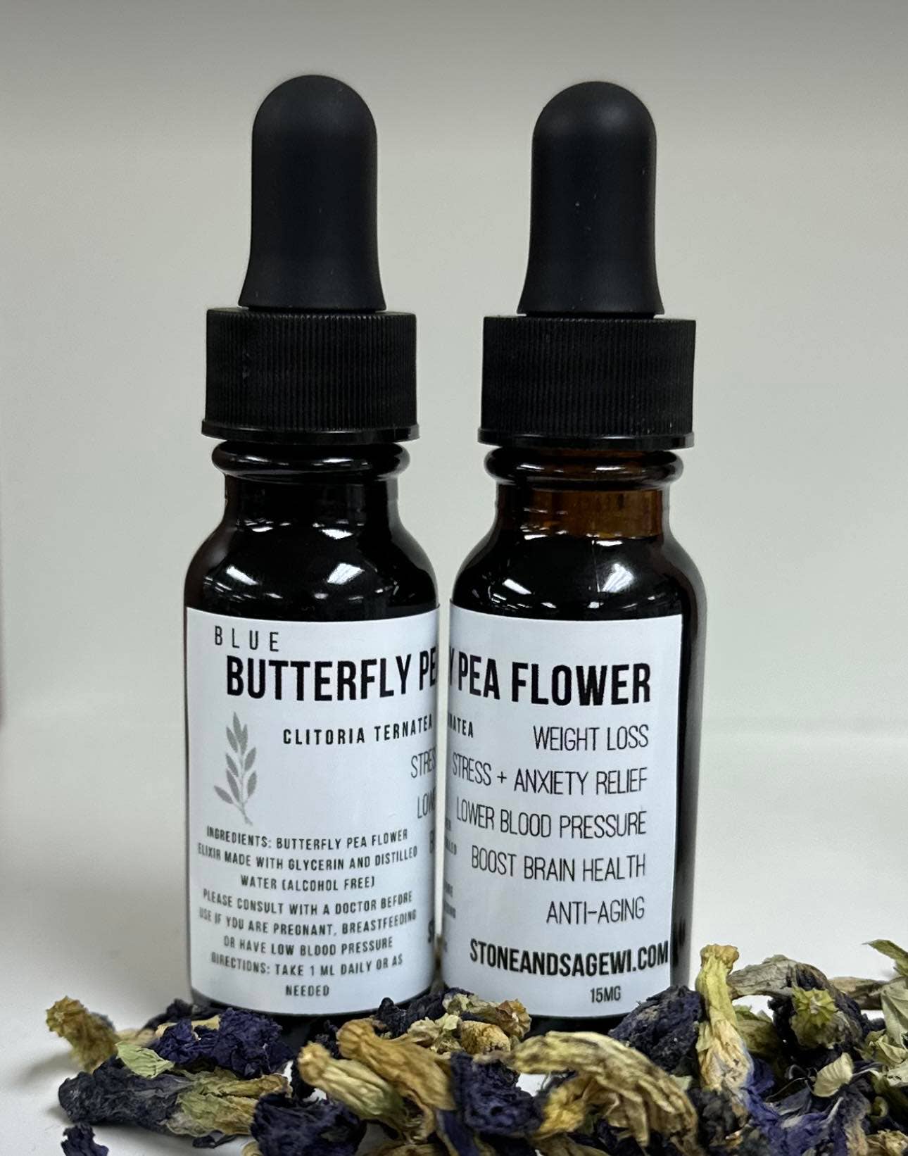 ERTH World Corp DBA Stone+Sage - Wholesale Tincture - Butterfly Pea Flower Tincture Elixir Water Soluble Alcohol 2