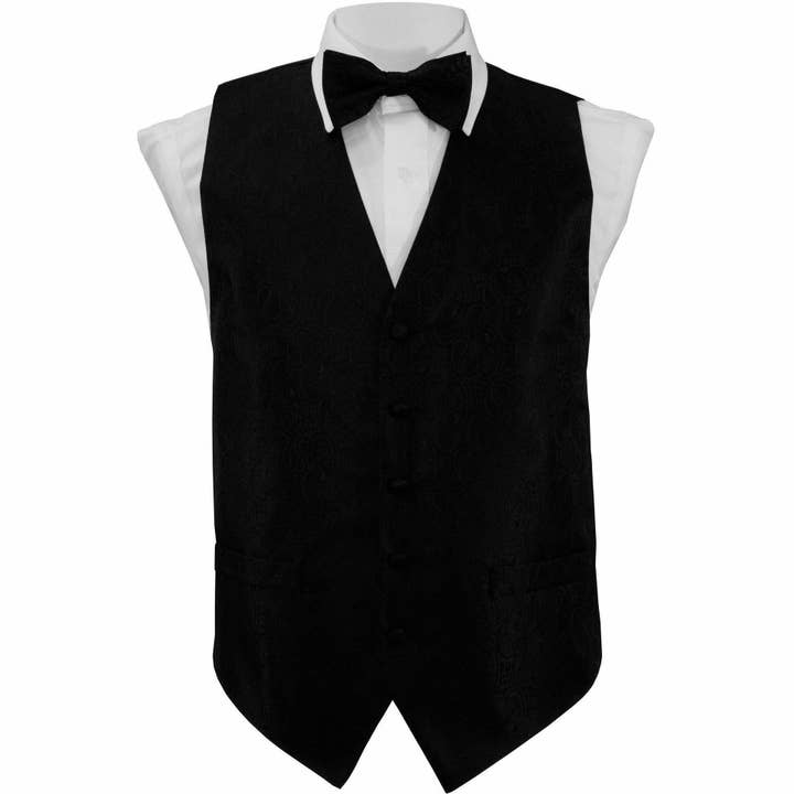 Dubal Brothers - Wholesale Suit Vest - Men's - Vittorio Farina Paisley Vest Set (Black Back) Var. 01 (Black-Plum) by Classy Cufflinks