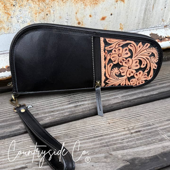Heritage Tooled Leather 12" Carry Case for wholesale by Texas Western Cowhide Bags and More