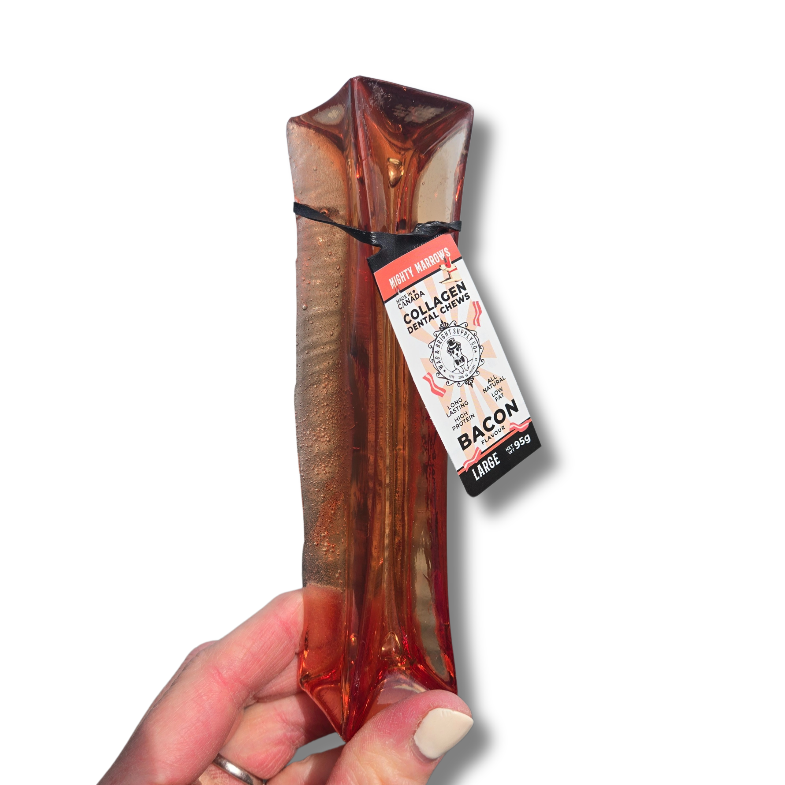 Wag & Bright Supply Co. – Engroshandel Tyggeben - Hund – Mighty Marrows Collagen Tandtyg - Bacon - 3 Størrelser6