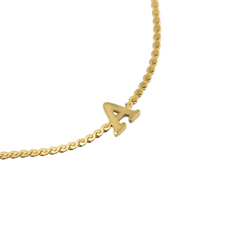 Brenda Grands Jewelry - Wholesale Charm/Dangle Bracelet - Waterproof Dainty Gold Initial Bracelet0