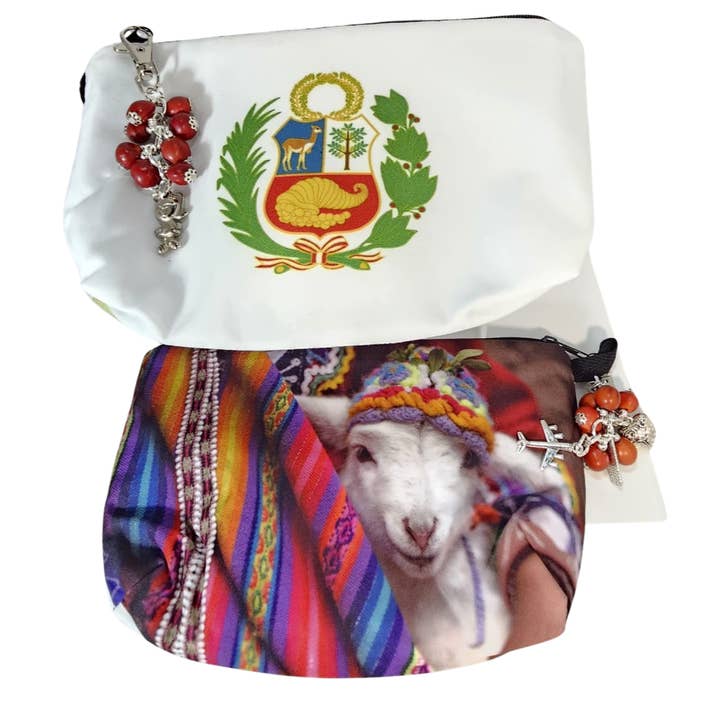 Handgemaakte katoenen reistas "Wapen van Peru" Escudo del Perú voor wholesale door Evelyn Brooks