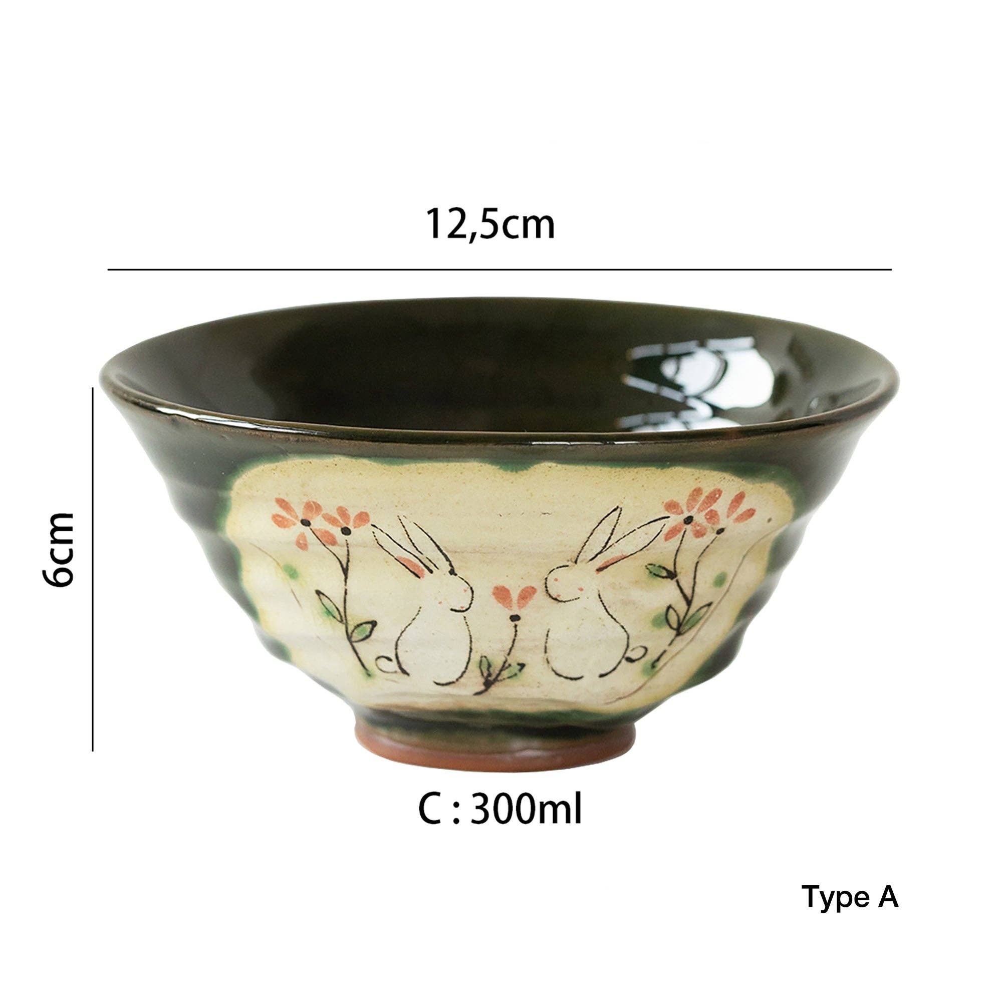 MinoCraft - Vente Bol - Bol Seto-yaki avec motif de lapin Oribe0