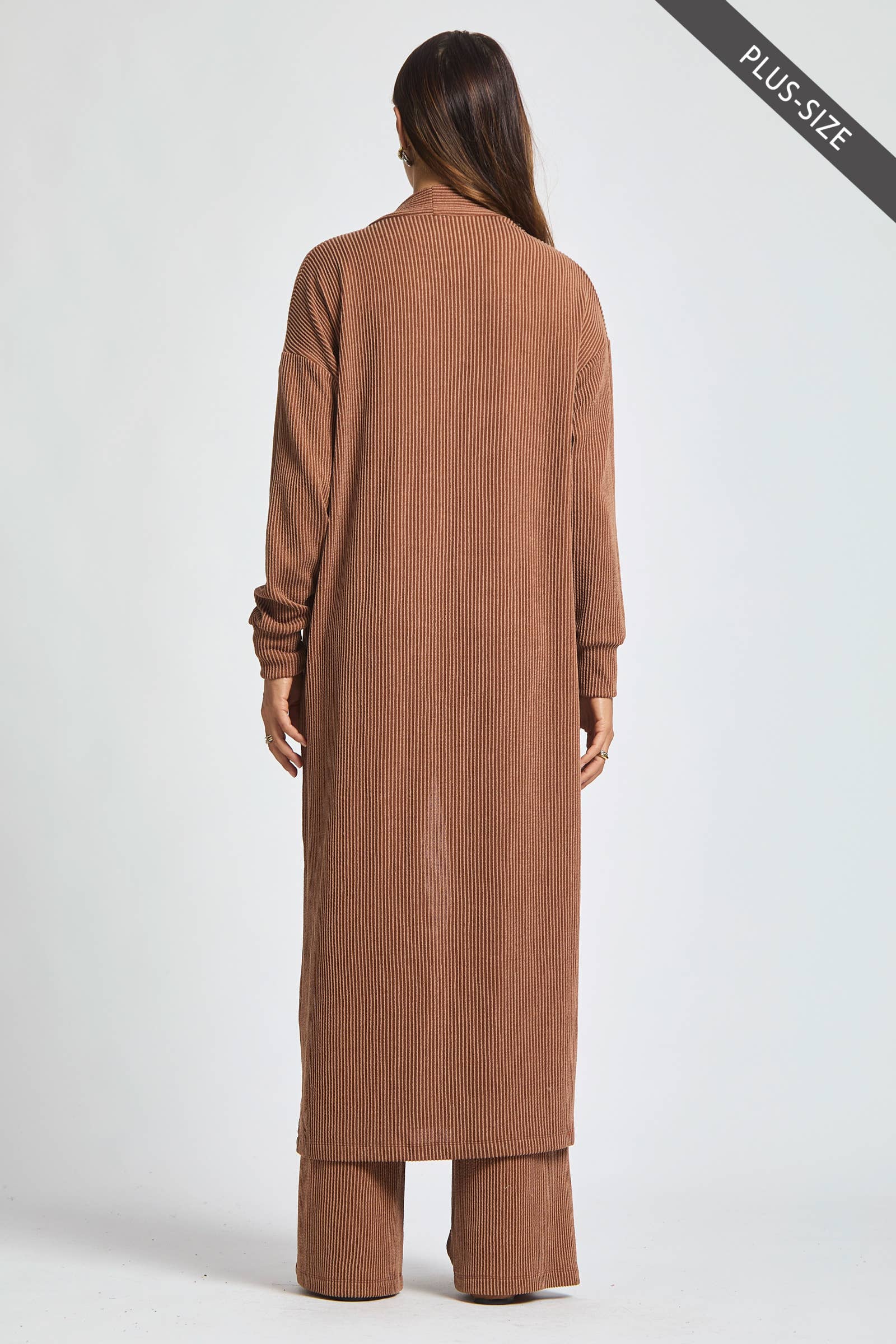 Dear Scarlett - Wholesale Top & Pant Set (NOT Loungewear) - Women's - PLUS SIZE Longline Cardigan + Relaxed Pants 2 Piece Set18