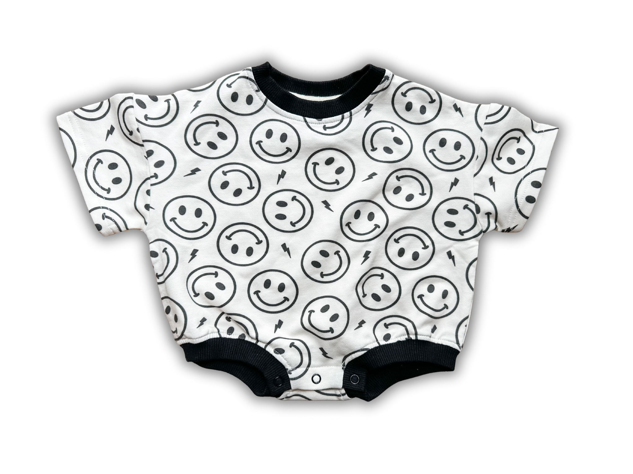 Addie Joy company – Großhandel Body (ohne Füße) – Baby – Übergroßer T-Shirt-Bubble-Romper - Elektrisches Smiley0