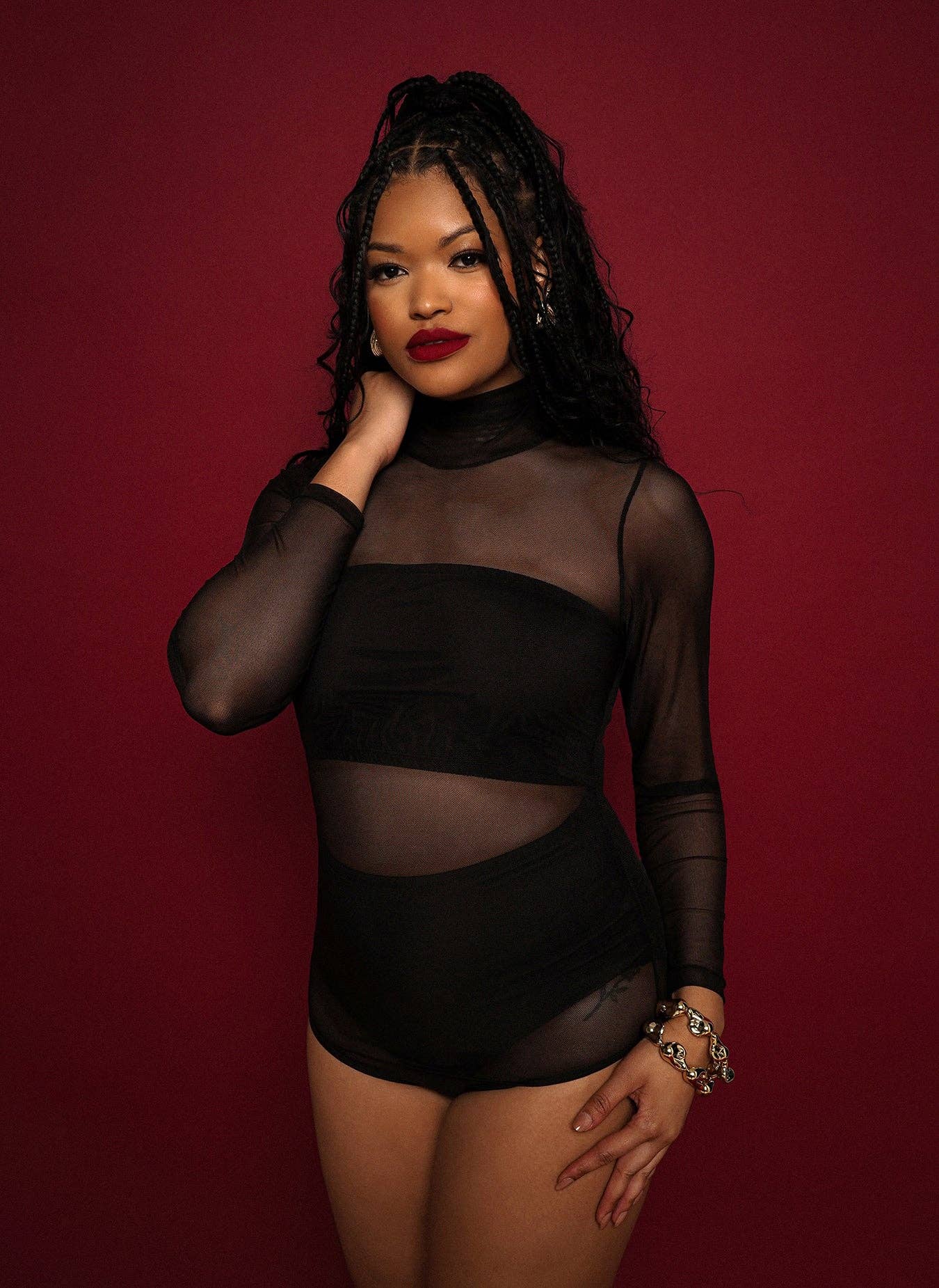 Black Virginia Mesh Bodysuit w. Bralette for wholesale on Faire4