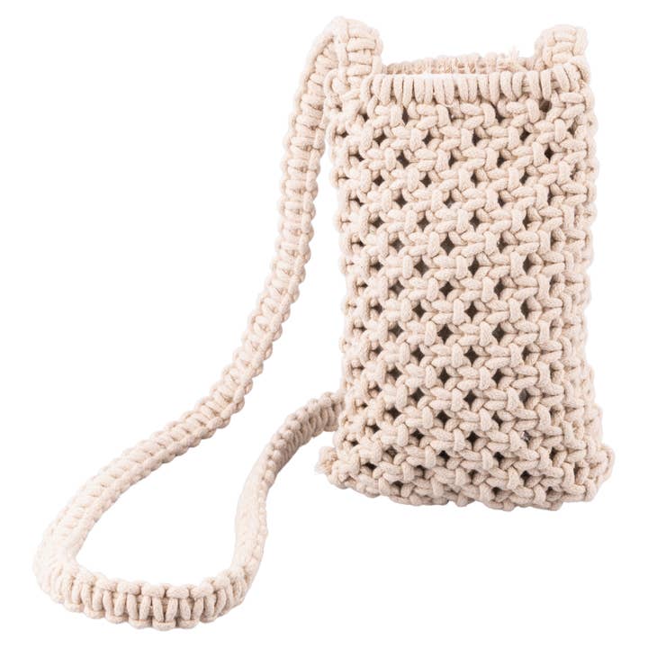 MACRAME MINI TASKE SAND/SKULDERREM for engroshandel hos VdE Tivoli 1996