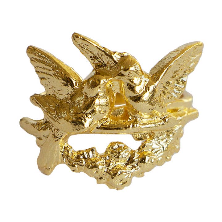Anillo Love Birds de acero inoxidable con baño de oro - regalo para venta al por mayor de Lotta Djossou Paris