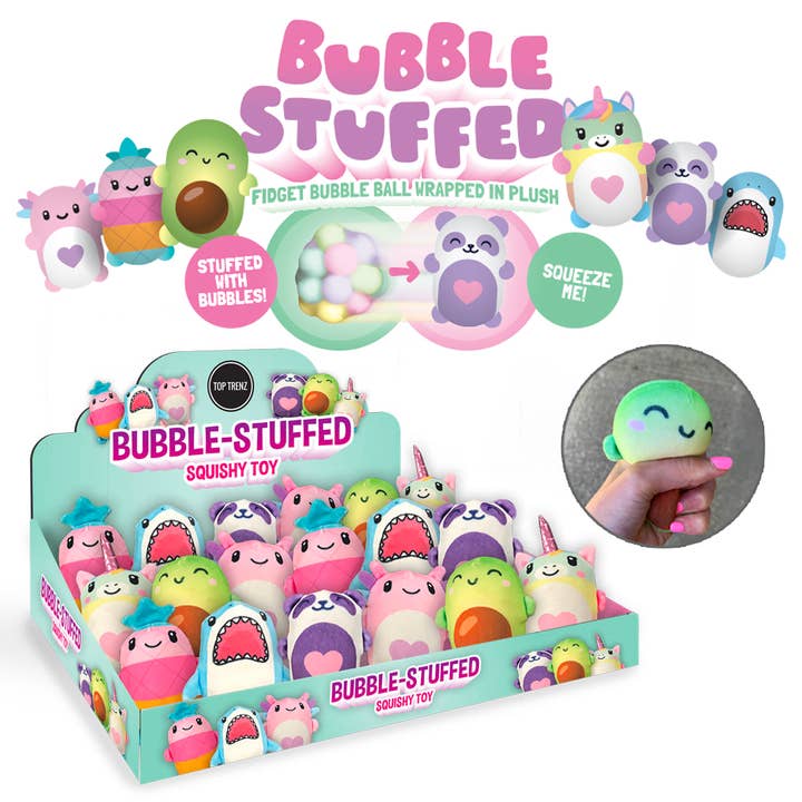 Top Trenz Inc - Wholesale Squishy Toy - Kids & Baby - Bubble Stuffed Squishy Friends Original Plush Wrapped Fidget