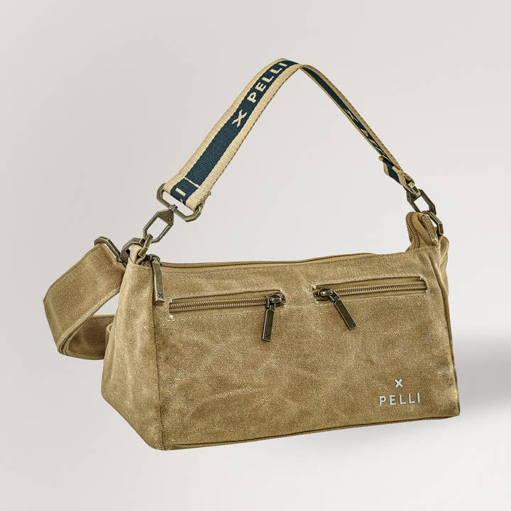 Bolso Bandolera de Lona Encerada The Wanderer - Marrón Jengibre para venta al por mayor de Pelli Bags