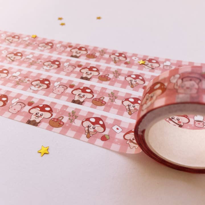 Champignon washi tape 'Shroomy eventyreren' serien for engroshandel hos Chuchu Illustrations