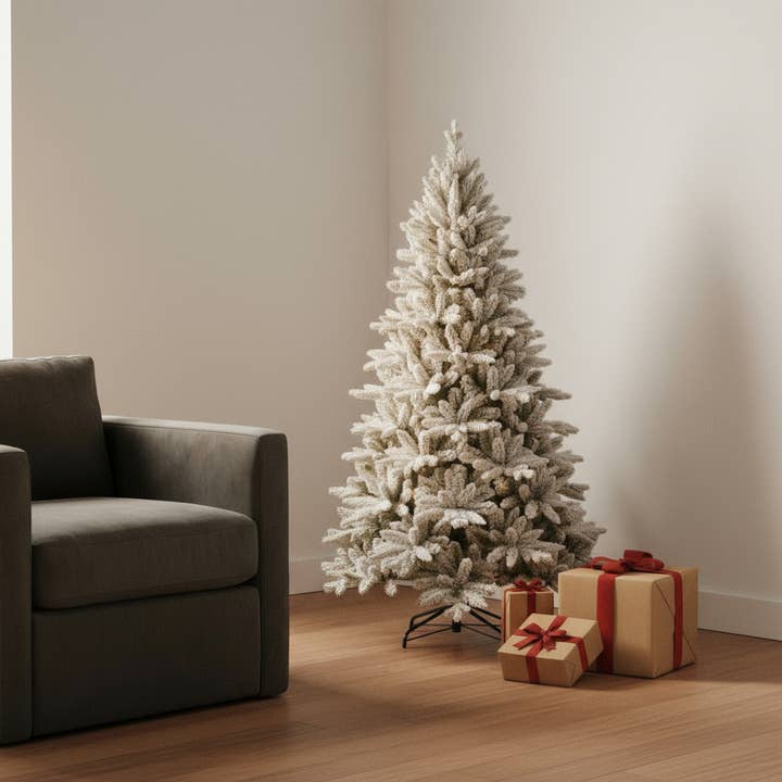 HomeRoots - Vendita all'ingrosso Alberi di Natale finti - Albero di Natale in abete innevato verde e bianco da 5 piedi1