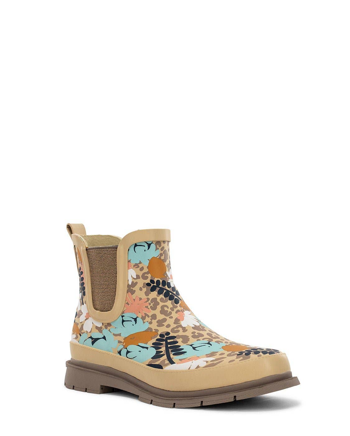 Women's Leopard Floral Chelsea Rain Boot - Taupe for wholesale on Faire3