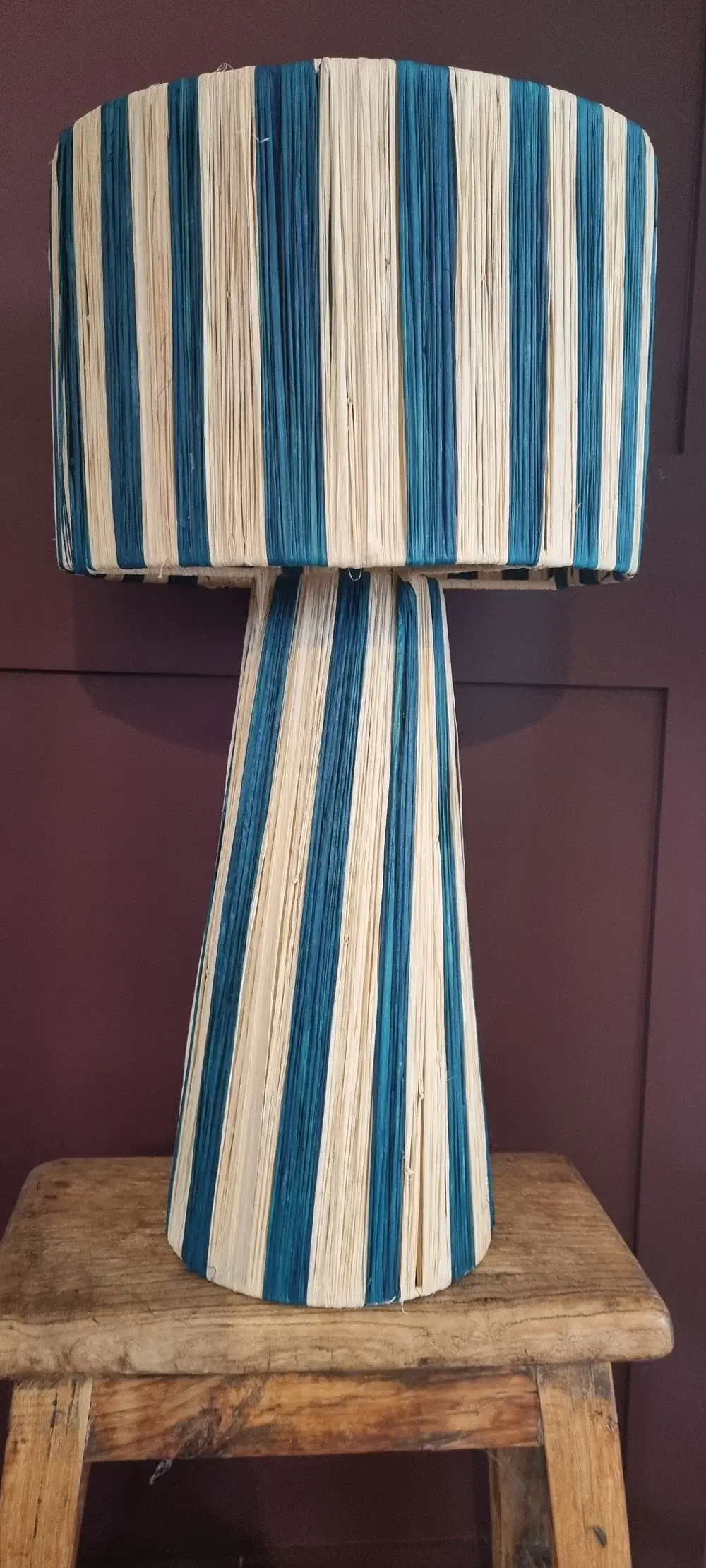 High crafty - Wholesale Accent/Desk Lamp - Handmade Moroccan Raffia Striped Lamp – Natural Fiber Table 2