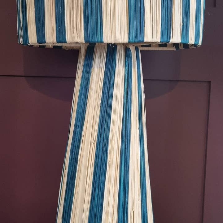 High crafty - Wholesale Accent/Desk Lamp - Handmade Moroccan Raffia Striped Lamp – Natural Fiber Table 2