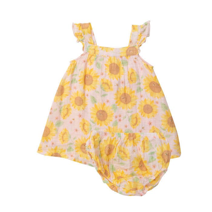 Abitino Sundress en culotte van mousseline katoen voor meisjes 6 maanden-4 jaar voor wholesale door Idea Gioconda