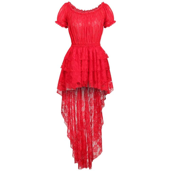 Robe haute en dentelle rouge pour la vente par Daisy Corsets