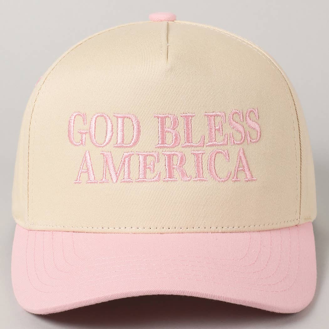 Fashion City - Wholesale Baseball Cap - Unisex - God Bless America Embroidered Two-Tone Canvas Cap38