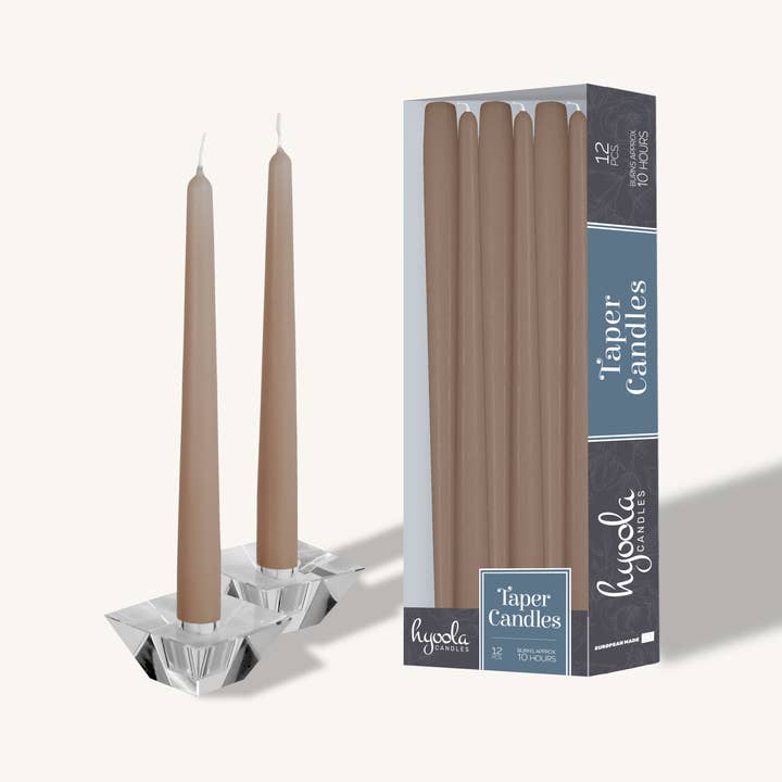 Candele coniche color tortora, 30,5 cm, confezione da 12 per la vendita all'ingrosso da parte di Hyoola Candles